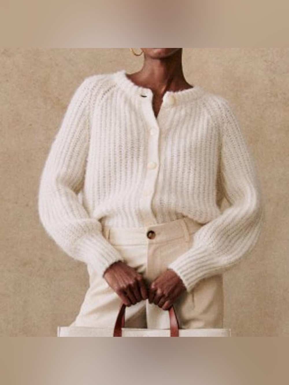 NWT Sezane Emile Ecru Cream Sweater Cardigan Large - Picture 4 of 4
